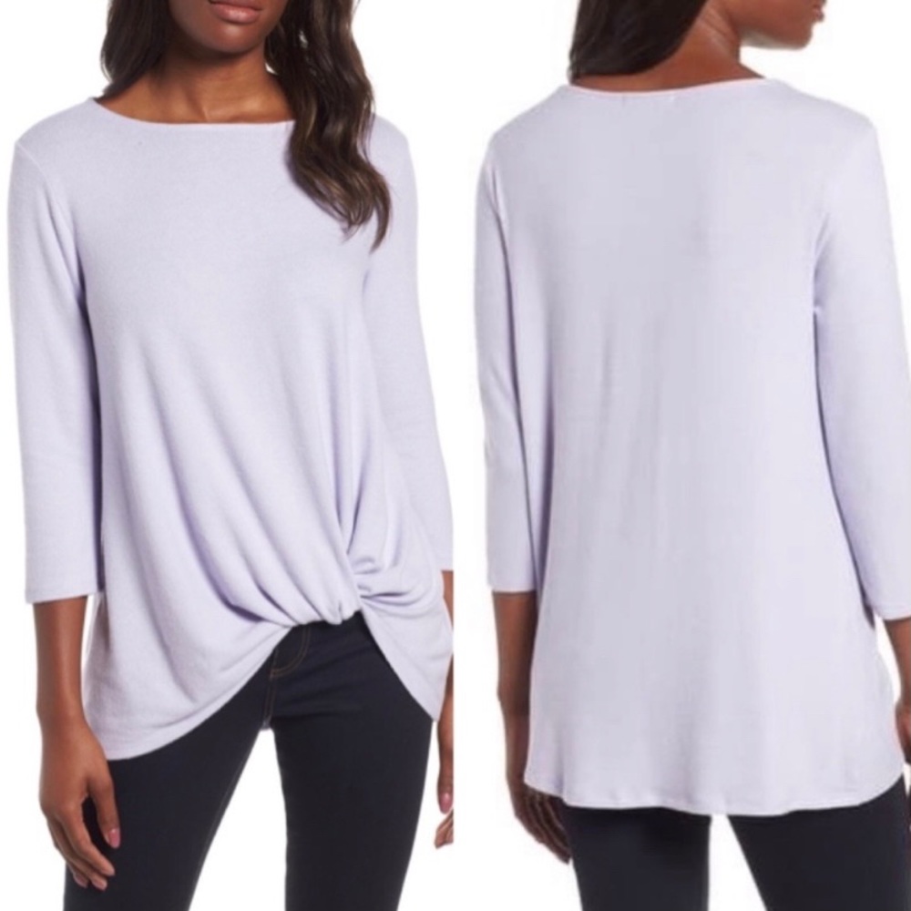 GIBSON Cozy Twist Pullover Lavender Sweater